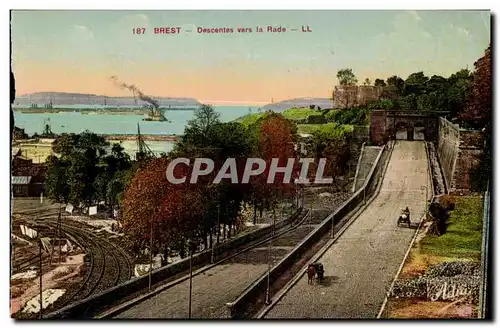 Cartes postales Brest descentes vers la rade