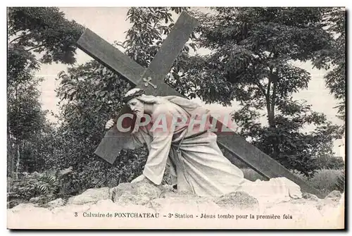 Ansichtskarte AK Calvaire De Pontchateau Station Jesus tombe pour la Premiere fois