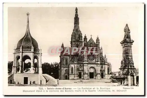 Cartes postales Sainte Anne D Auray La Fontaine et la Basilique