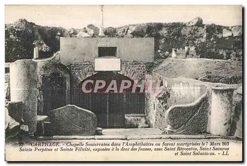 Ansichtskarte AK Tunisie Carthage Chapelle Souterraine Amphitheatre ou furest martyrisee le Mars Sainte Perpetue
