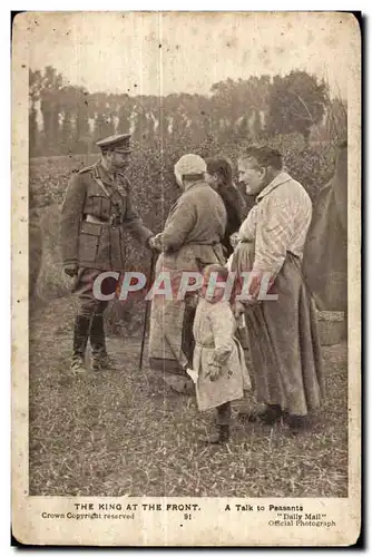 Cartes postales The King At The Front A Talk to Peasants Roi Militaria