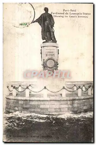Cartes postales Port Said Ferdinand de Lessep s Statue (Showing the Canal s Entrance) Egypt Egypte