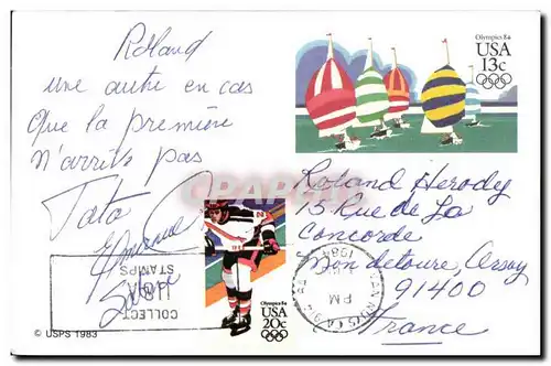 Cartes postales Usa Olympics Jeux Olympics Los Angeles 1984 Hockey