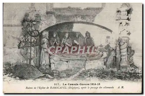 Cartes postales La Grande Guerre Ruines de l Eglise de Ramscapel apres le passage des allemands