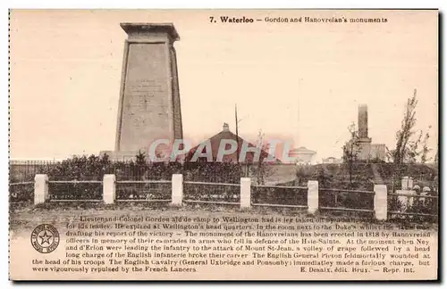 Cartes postales Waterloo Gordon and Hanovrelan s monuments