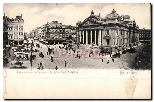 Cartes postales Panorama de la Bourse et du Boulevard Anspach Bruxelles