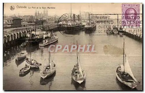 Ansichtskarte AK Ostende Le Port et la Gare Maritime Bateaux