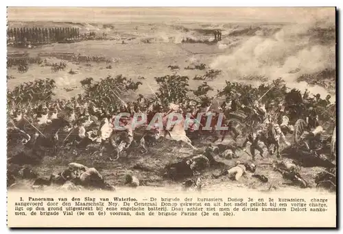 Ansichtskarte AK Panorama van den Slag van Waterloo De brigude der kurassiers Donop Militaria