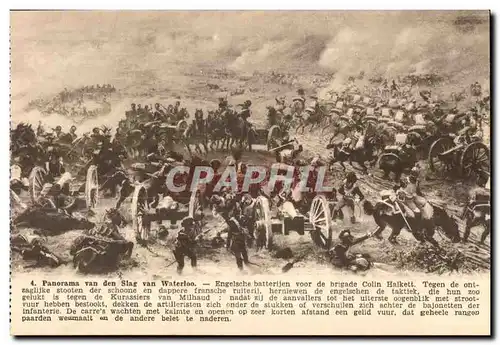 Cartes postales Panorama van den Slag van Waterloo Engelsche batterijen voor de brigade Colin Halkett Tegen de o