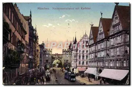 Ansichtskarte AK Munchen Neuhauserstrasse mit Karlstor