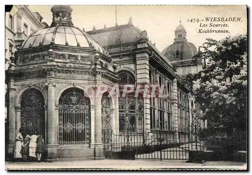 Ansichtskarte AK Wiesbaden Les Sources Kochbrunnen