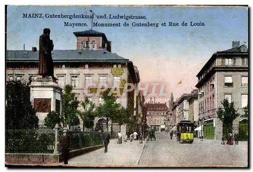 Cartes postales Mainz Gutenbergdukmal und Ludwigstrasse Maynce Monument de Gutenberg et Rue de Louis