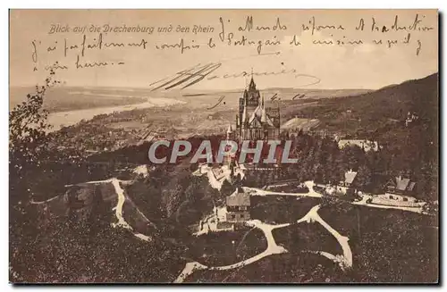 Cartes postales Blick auf die Drachenburg und den Rhein