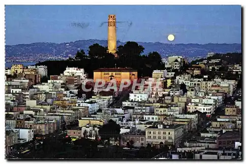 Cartes postales Majestic Coit Tower shines brightly over San Francisco on a moonlit night