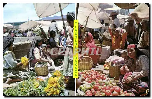 Ansichtskarte AK Dos vistas del popular Mercado de Tiacolula Two views of the outdoor Market at Tiacolula Mexico