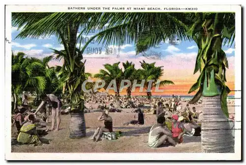 Ansichtskarte AK Bathers Under The Palms At Miami Beach Florida