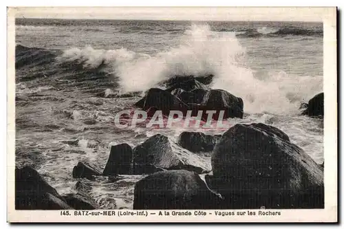 Ansichtskarte AK Batz sur Mer A la Grande Cote Vagues sur les Rochers