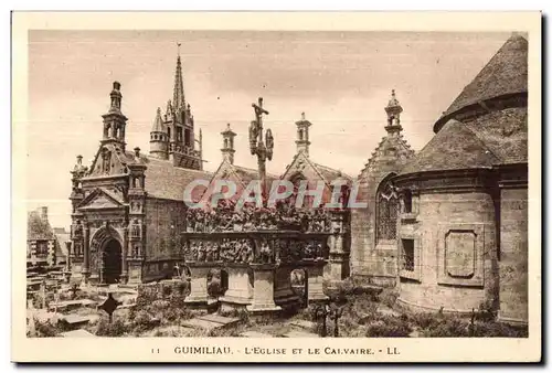 Ansichtskarte AK Guimiliau L Eglise Et Le Calvaire