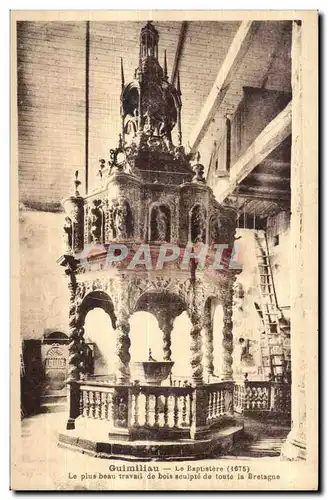 Cartes postales Guimiliau Le Baptistere Le plus beau travail de bois sculpte de toute Ia Bretagne