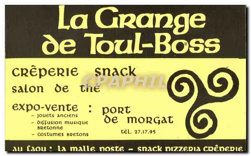 Carte de visite La Grange de Toul Boss Creperie Snack Au Faou Malle poste