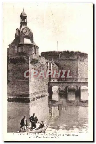 Ansichtskarte AK Concarneau Le Beffroi de la Ville Close et le Pont Levis