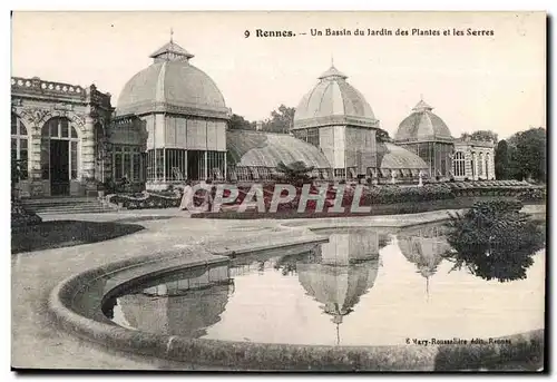 Cartes postales Rennes Un Bassin du Jardin des Planies et les Serres