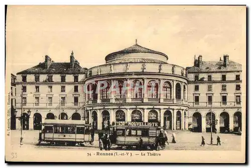 Ansichtskarte AK Rennes (I et V) Le Theatre Tramway Nouvelliste