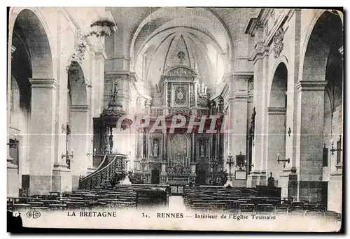 Cartes postales Rennes Interieur de I Eglise Toussaint
