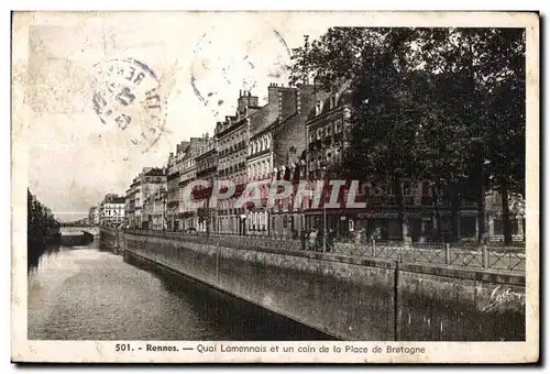 Ansichtskarte AK Rennes Quai Lamennais et un coin de la place de Bretagne