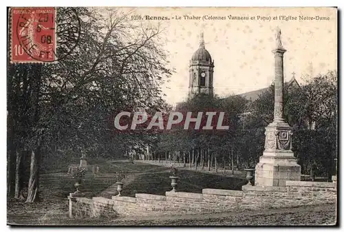 Ansichtskarte AK Rennes La Thabor (colonnes Vanneau et Papu) et I eglise Nolre Dame