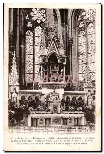Cartes postales Rennes Interieur de I eglise Saint Aubin et Basilique Notre Dame de Bonne Nouvelle Autel de Notr