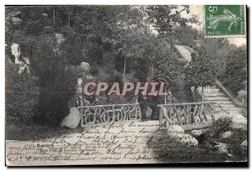 Cartes postales Rennes Le Nouveau jardin du Thabor Petit Pont et Excalier Rustiques