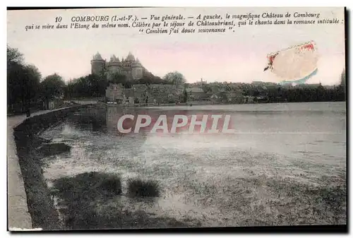 Cartes postales Combourg (I et V) Vue generale A gauche le magnifique Chateau de Combourge qui se mire dans I Et