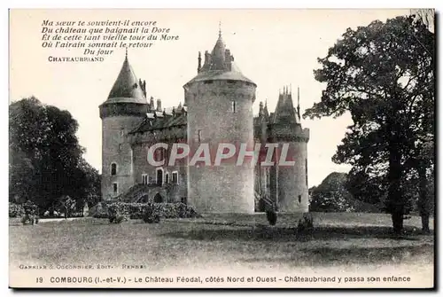 Cartes postales Combourg (I et V) Le Chateau Feodal cotes Nord et Ouestchateaubriandy Passa son enfance