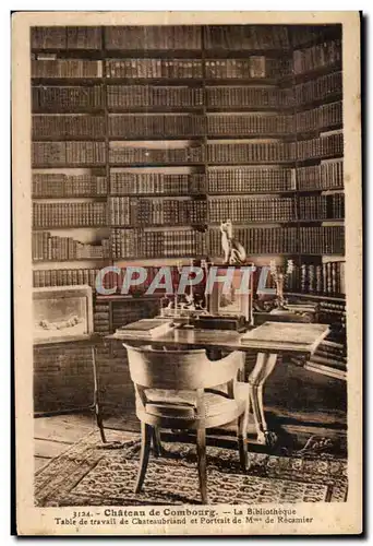 Ansichtskarte AK Chateau de Combourg La Bibliotheque Table de travail de Chateaubriand et portrait de M de Recami