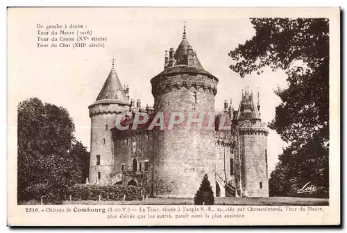 Cartes postales Chateau de Combourg La Tour situee a l angle appelee par Chateaubriand Tour du Maure plus elevee