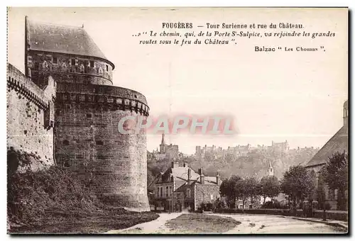 Cartes postales Fougeres Tour Surienne et rue du Chateau Le chemin