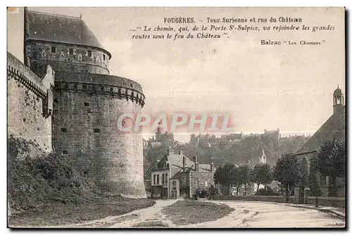 Cartes postales Fougeres Tour Surienne et rue du Chateau Le chemin qui de la Porte