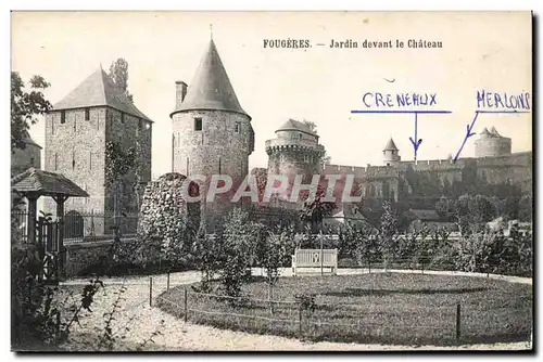 Cartes postales Fougeres Jardin Devant le Chateau