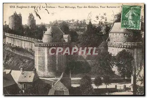 Cartes postales Fougeres Le Chateau Tour Melusiee Tour Des Gobelins Tour Surienne et