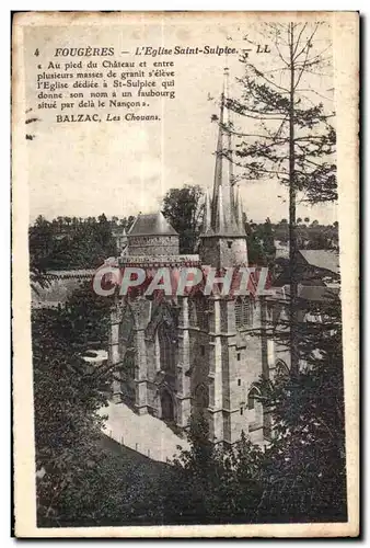 Cartes postales Fougeres L Eglise Saint Sulpice Au Pied du Chateau et entre Plusieurs Masses de Granit