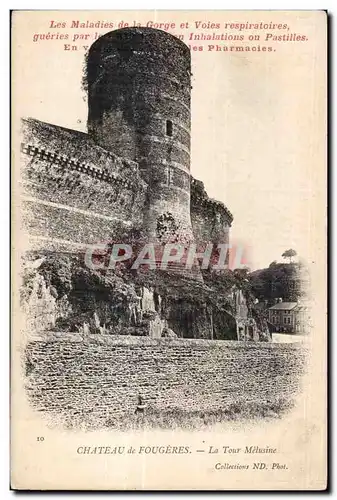 Cartes postales Chateau De Fougeres La Tour Melusine