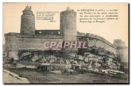 Cartes postales Fougeres Le Chateau Feodal I un des Mieux conserves des plus interessants et considerables speci