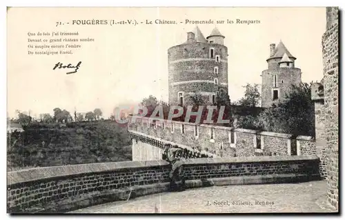 Cartes postales Fougeres Le Chateau Promenade sur les Remparts