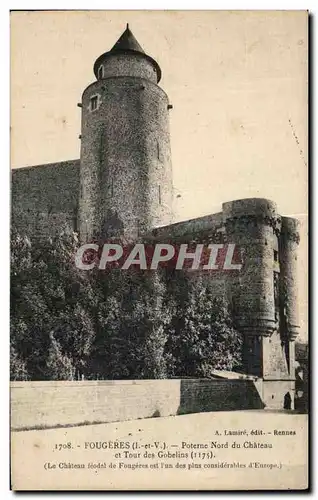 Cartes postales Fougeres Poterne Nord du Chateau et Tour des Gobelins