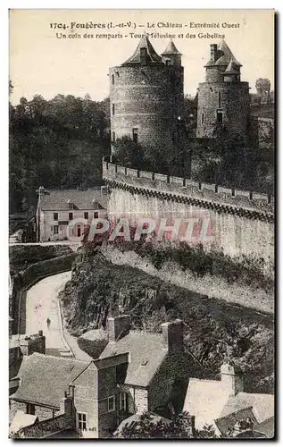 Cartes postales Fougeres La Chateau Extremite Quest Un coin des remparis Tour Melusine et des Gobelins