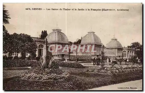 Cartes postales Rennes Les Serres du Thabor et la Jardin a la Francaise