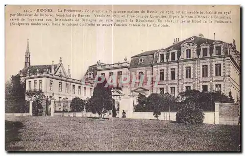 Cartes postales Rennes La Pretecture Construit sur I ancientre maison du Rasoir en 1715 Set immeuble tur habite