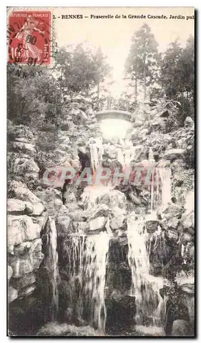 Cartes postales Rennes Passerelle de la Grand Cascade Jardin