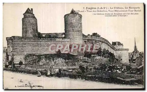 Ansichtskarte AK Fougeres Le Chateau les Remparts Ouest Tour des Gobelins Tour Melusine et Tour Raoul Enfants